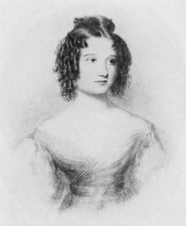 Un desen al Ada Byron, în vârstă de 17 ani (Augusta Ada King-Noel, contesa de Lovelace), fiica lui Lord Byron.