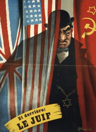 Afiș de propagandă anti-evreiască, al doilea război mondial, Franța, secolul XX