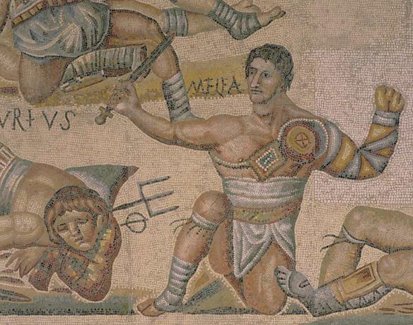 Detaliu al unui Mozaic al unei Lupte de Gladiator din Torre Nuova