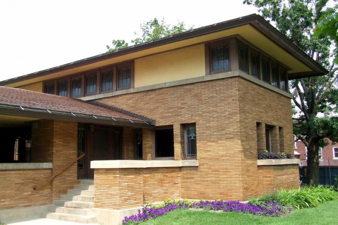 Stilul Prairie George F. Barton House de Frank Lloyd Wright, în complexul Martin House, Buffalo, NY