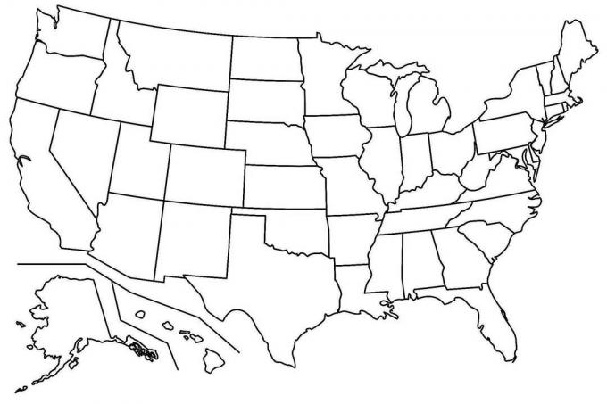 Harta goală a Statelor Unite ale Americii