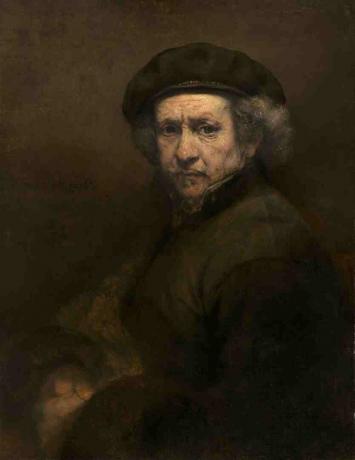 Autoportret de Rembrandt ca un bărbat mai în vârstă.