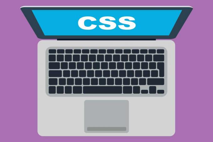 O ilustrare a unui laptop cu CSS afișat pe ecran.