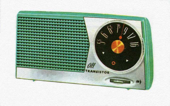 Ilustrație vintage a unui radio tranzistor portabil din anii '50