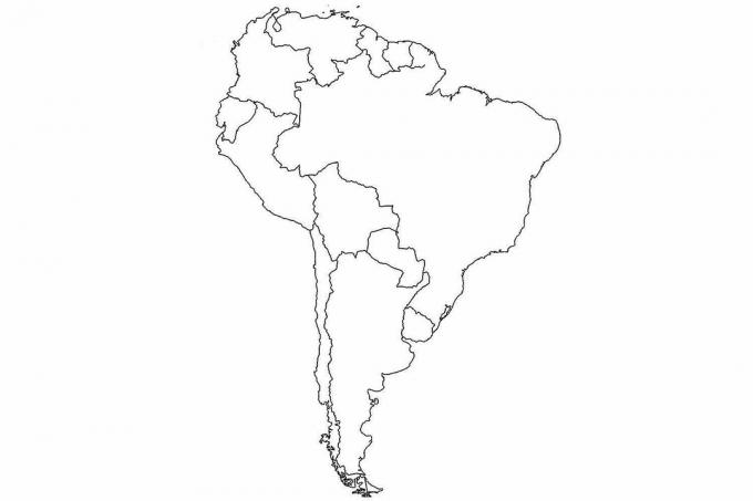 Harta goală a Americii de Sud