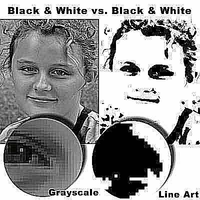 Scara de gri alb-negru vs. Art. Linie alb-negru