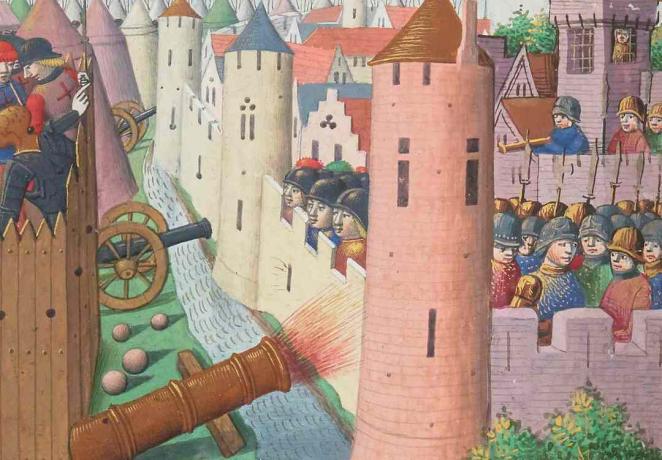 Atracție medievală a fortului de lemn de-a lungul zidurilor orașului, iar contele de Salisbury a fost rănit.