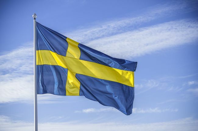 Steagul națiunii suedez în lumina soarelui