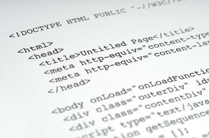 Cod HTML prezentat pe o pagină
