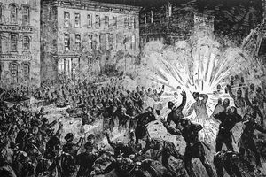 Ilustrație de explozie cu bombe în Piața Haymarket