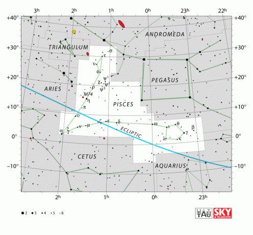 Diagrama IAU pentru constelația Peștilor.