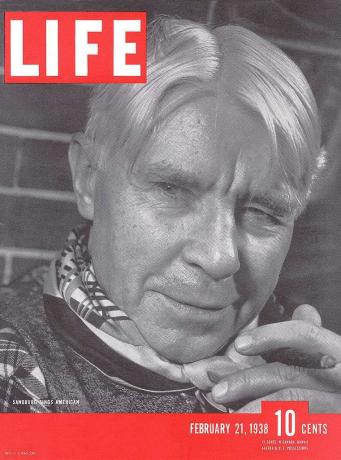 Carl Sandburg în coperta revistei Life 21 februarie 1938