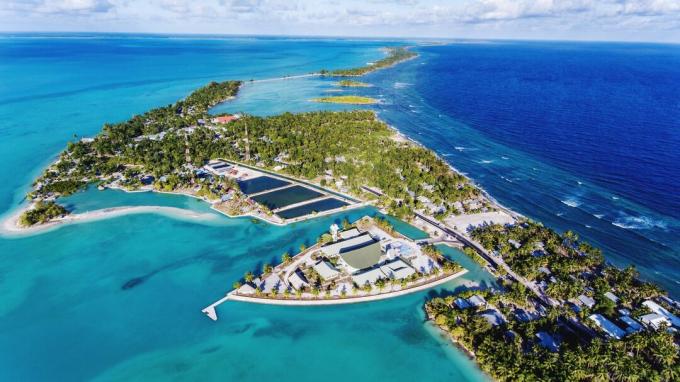 Vedere aeriană a insulei kiribati